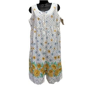 White Stag‎ Sleepwear Breakfast Dress White/Yellow Floral Zip Front Size Small